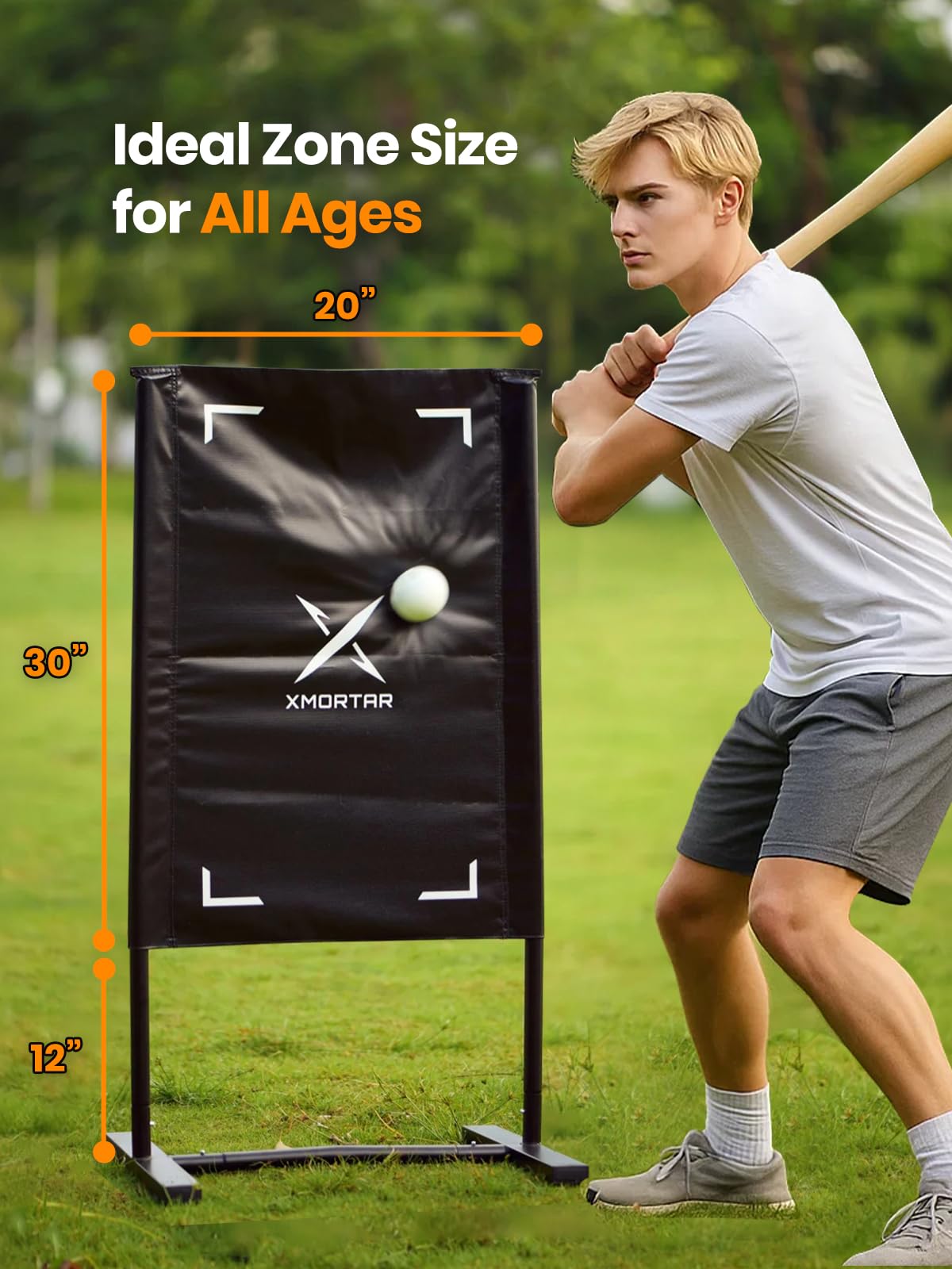 Xmortar Strike Zone Target for Plastic Baseballs - All Metal Frame - Compatible with Wiffle Balls and Blitzballs