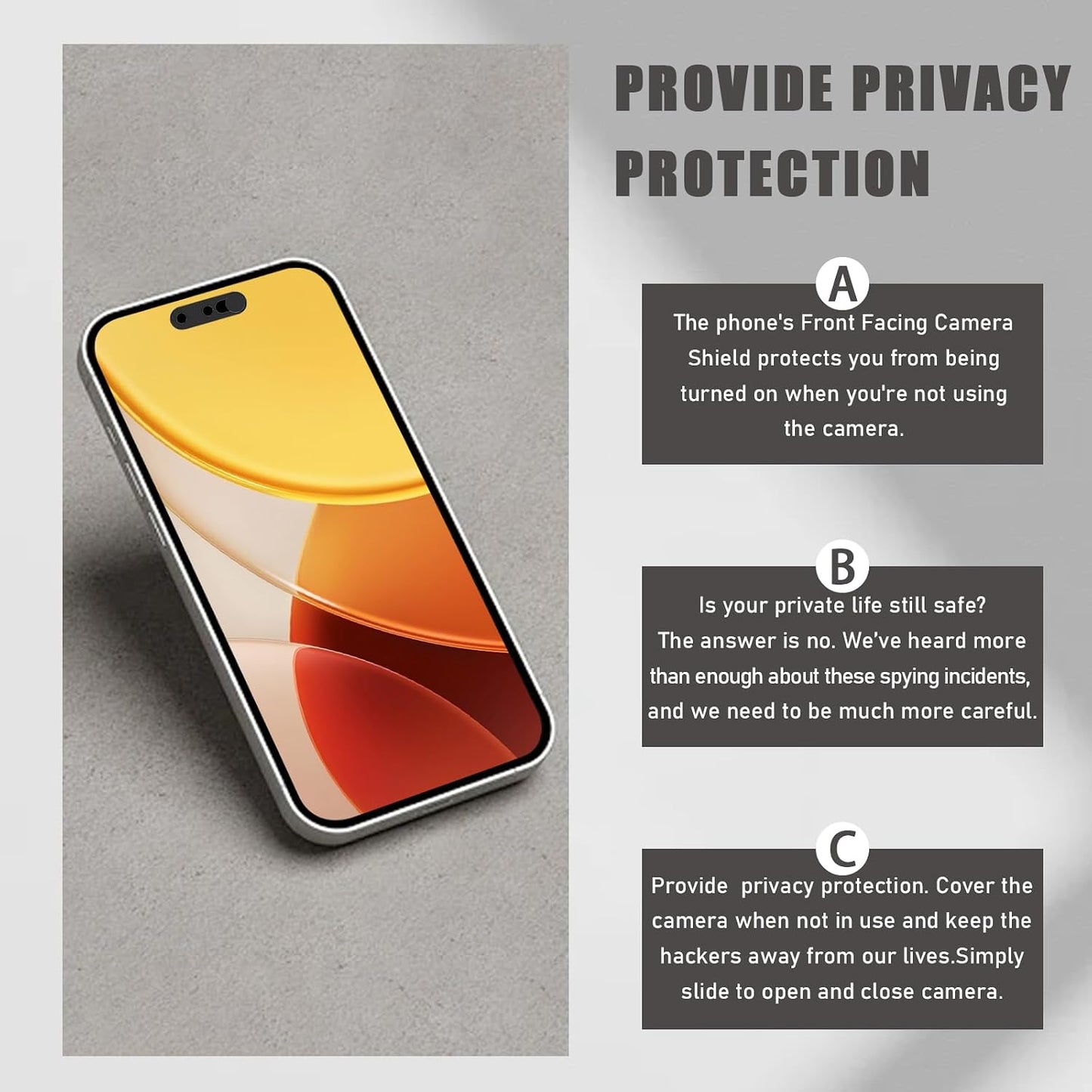 15/15 Plus/15 Pro/15 Max/16/16Plus/16 Pro/16 2 Pack-Black Phone Webcam Cover,Updated Front Camera Cover Compatible