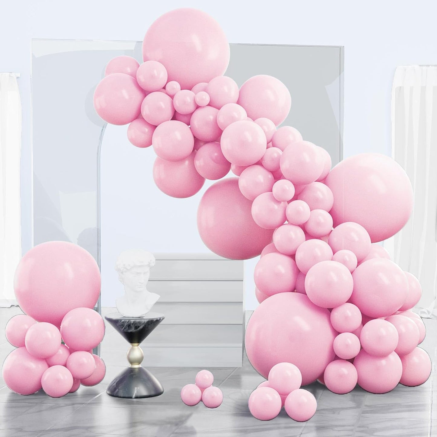 PartyWoo Light Pink Balloons - 140-Piece Pastel Balloon Arch Kit for Baby Showers & Birthdays | Various Sizes
