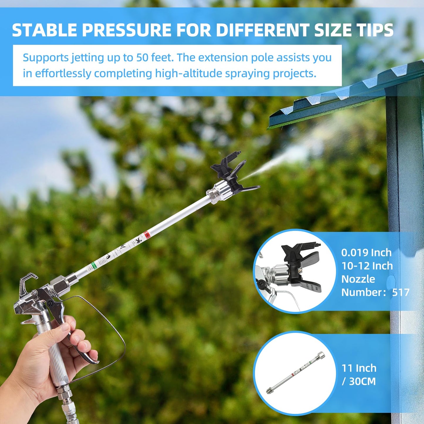 JFHID 2900PSI Airless Paint Sprayer, 4 Modes & Stepless Control, 700W 0.39GPM Electric Paint Sprayer with Rod & Kits, Indoor/Outdoor DIY to Industrial Spraying (Black)