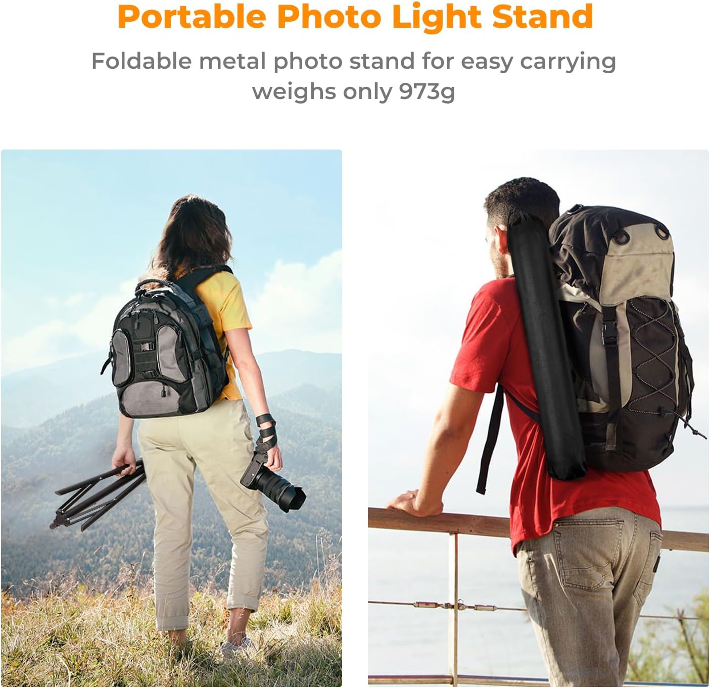 K&F CONCEPT 6.5ft/2M 1/4" Light Stand for Photography, Portable Extendable Photo Video Tripod Stand, Lighting Tripod