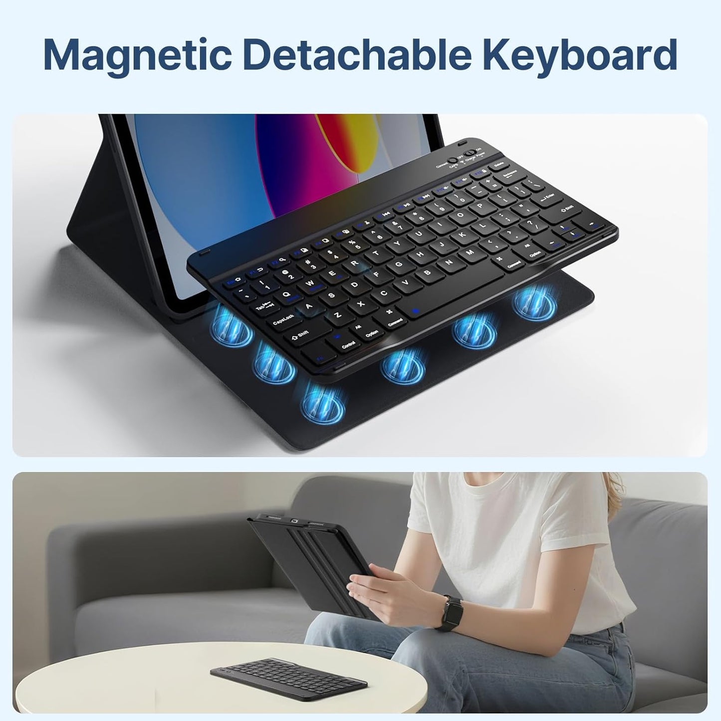 Wenlaty (A16) 11th/10th 11-inch 11th 2025/10.9-inch 10th 2022, for iPad Generation Case with Keyboard - Detachable