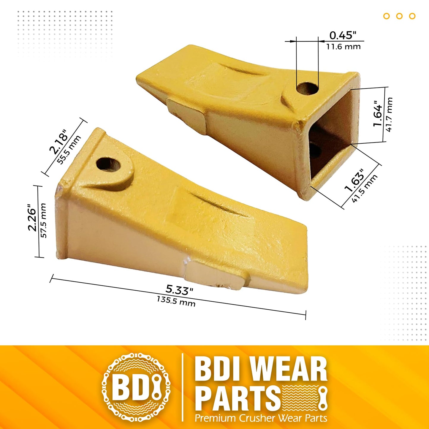 BDI Wear Part X156L Long Excavators Bucket Teeth, Excavators Tooth with P156 Pins Compatible with Skid Steer, Backhoe, Mini Excavators