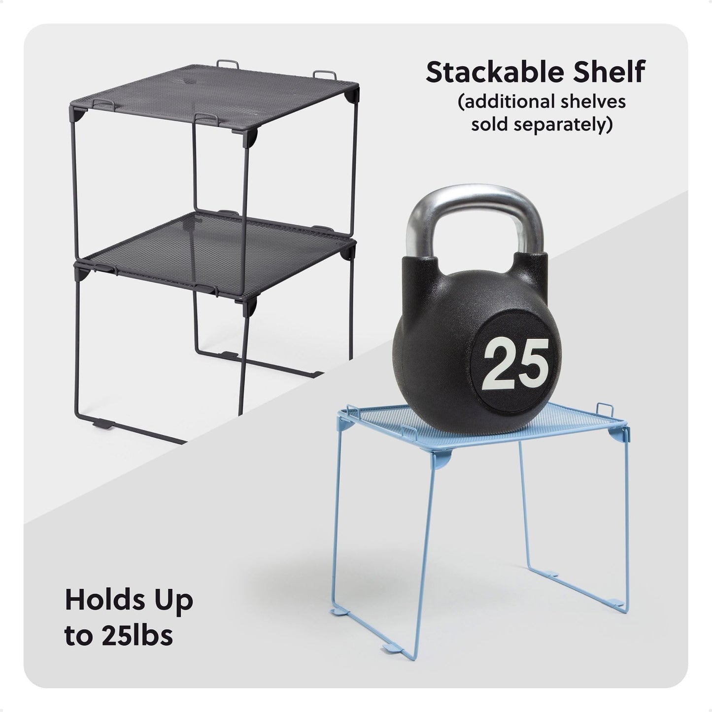 U Brands Mesh Locker Organizer Shelf, 11" x 10" x 8", Dusty Black, Back to School Essentials, Stackable, Fits Standard Size School Lockers