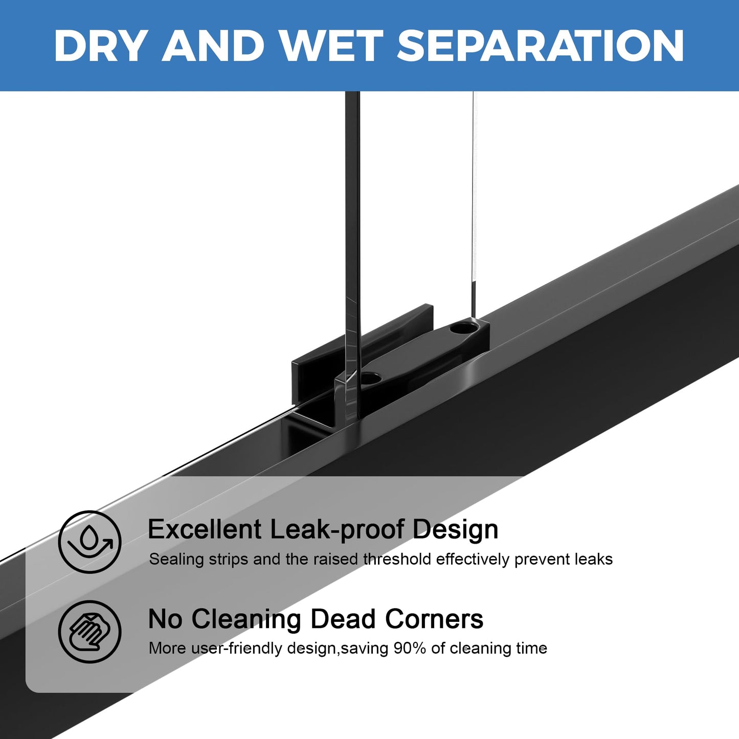 BoBliss 44-48" W x 72" H Double Sliding Shower Door, Semi-Frameless Shower Door with 1/4''(6mm) Clear Tempered Glass, Aluminum Alloy Frame and 304 Stainless Steel Door Handle, Matte Black