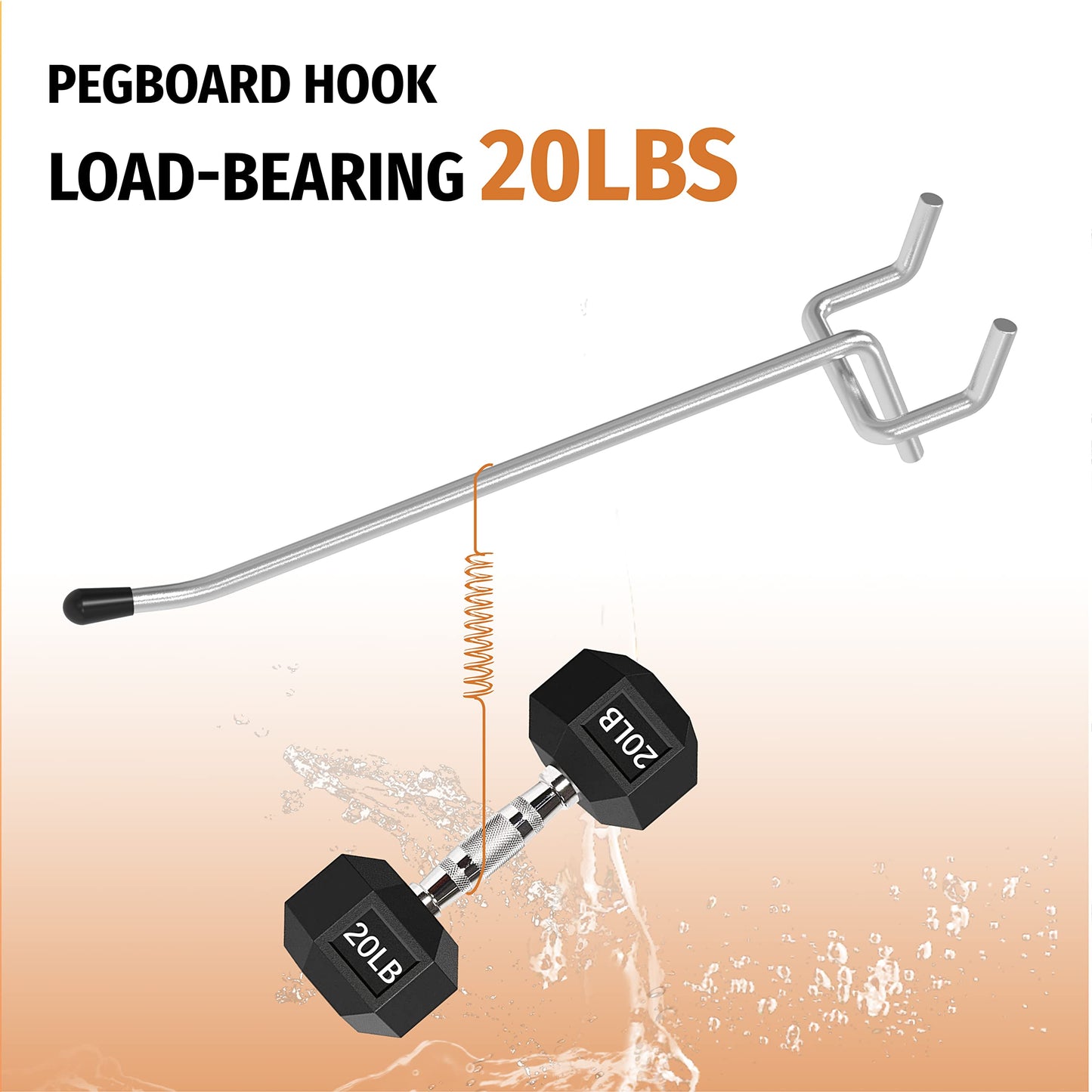 HUHOLE 50-Pack Silver Pegboard Hooks 2 Inch, Heavy Duty Matte Finish Metal Peg Board Hangers, Fits 1/8" & 1/4" Boards, Rust-Resistant Organizer for Garage, Shop, Workbench & Retail Display