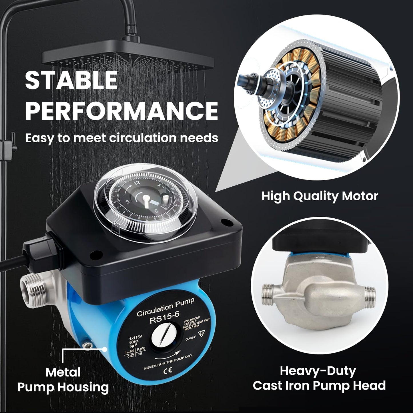 Instant Hot Water Recirculating Pump Kit - Save 15,000 Gallons/Year, Programmable Timer, 5-Year Warranty, Easy DIY Installation for Tank Water Heaters