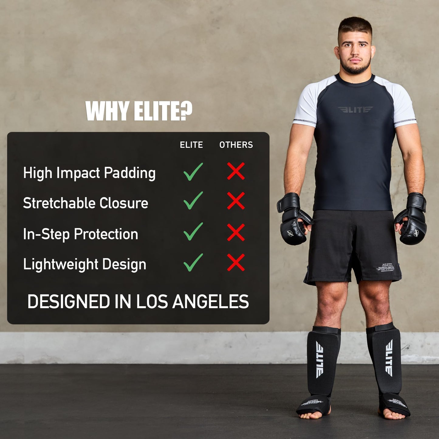 Elite Sports New Item Protective Kickboxing, MMA, Muay Thai Shin & Instep Guards Leg Pad Training Protective Gear Washable