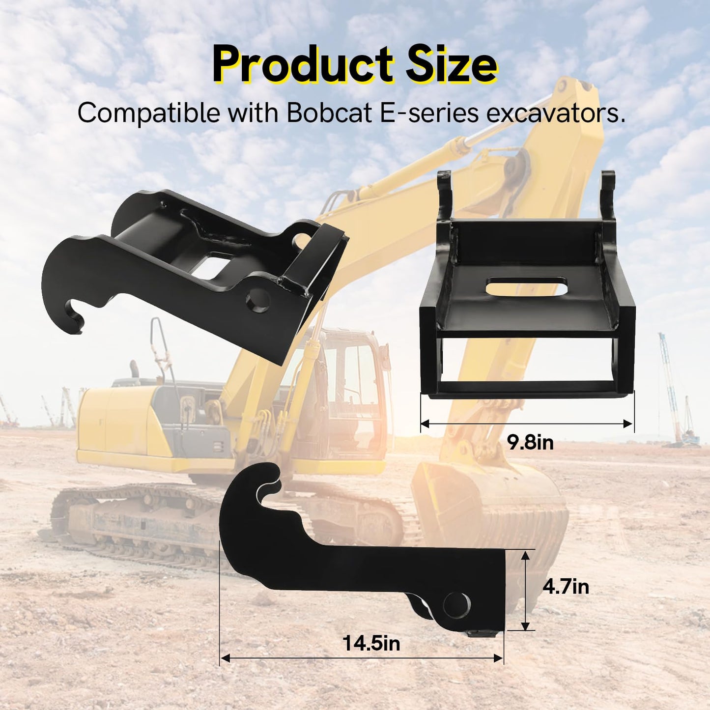 Jeonz X-Change Coupler Bracket for Bobcat Mini Excavator Attachments, Quick Attach Bucket Mount, Black Hardened Steel, Durable and Corrosion-Resistant, Fits Bobcat E-Series Models.