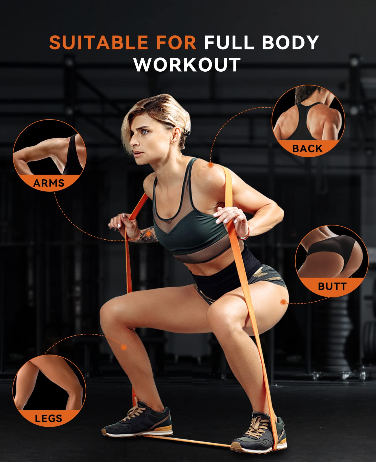SUNPOW Pull Up Assistance Bands, Set of 5 Heavy Duty Resistance Bands for Men & Women, Natural Latex Exercise Bands for Pull-Up Progression, Home Workout, Strength Training, Mobility & Stretching
