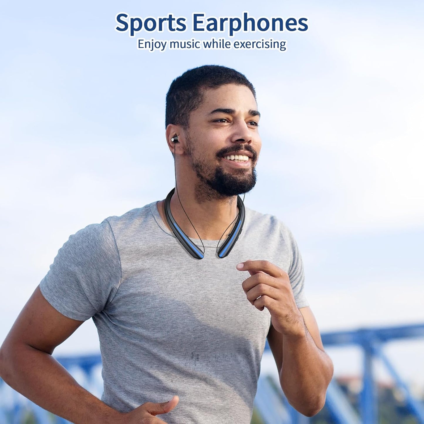 ZIQOPGD 2026 Headset IPX5 22H Neckband Retractable Bluetooth Headphones Upgrade - Wireless with Mic, Sweatproof