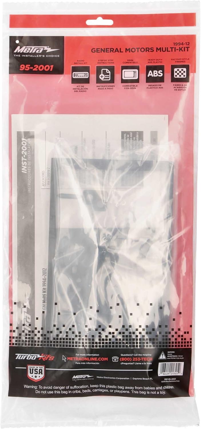 Metra 95-2001 1994-2012 (Packaging Electronics Double DIN Installation Dash Kit for Select GM Vehicles May Vary)