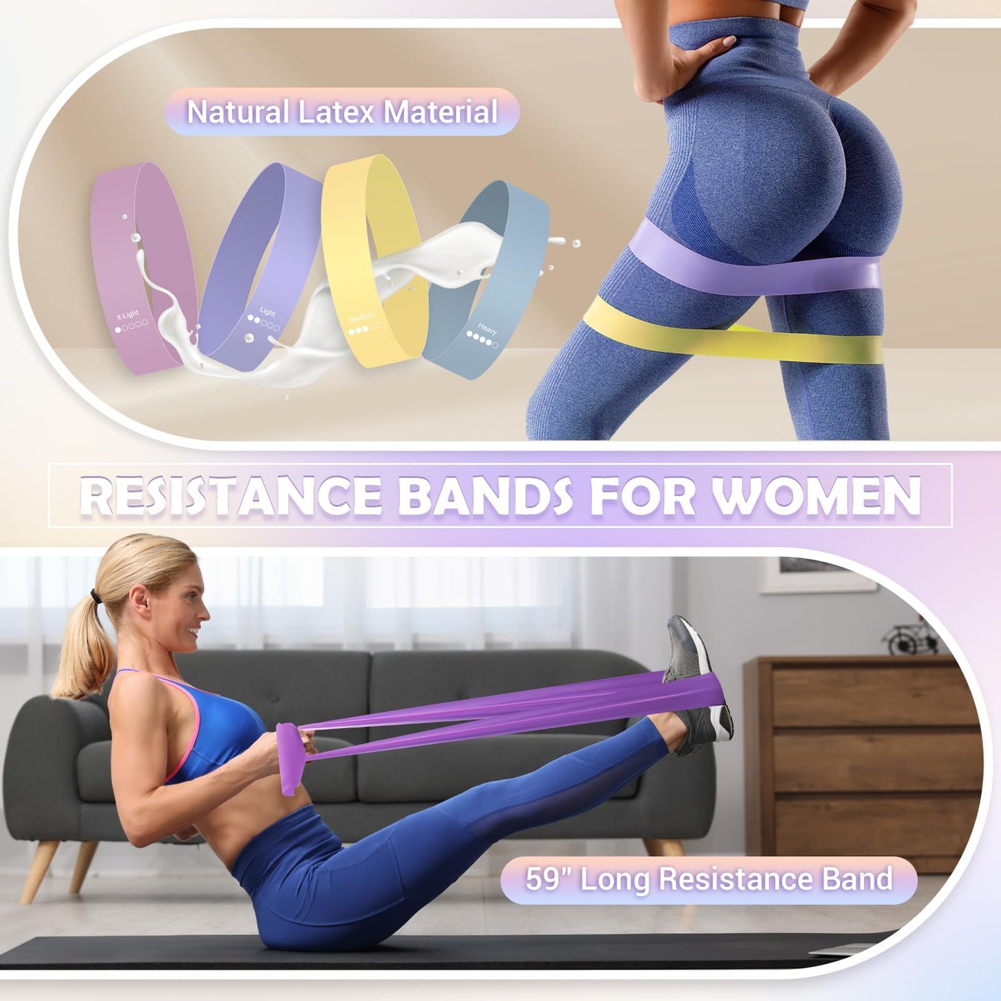 Paleclouds Pilates Ring Set for Women, 12" Pilates Ring and Ball Set with Resistance Bands for Home Workouts, Portable Pilates Kit with Bag & 2 Training Poster for Full Body Exercise(Purple)