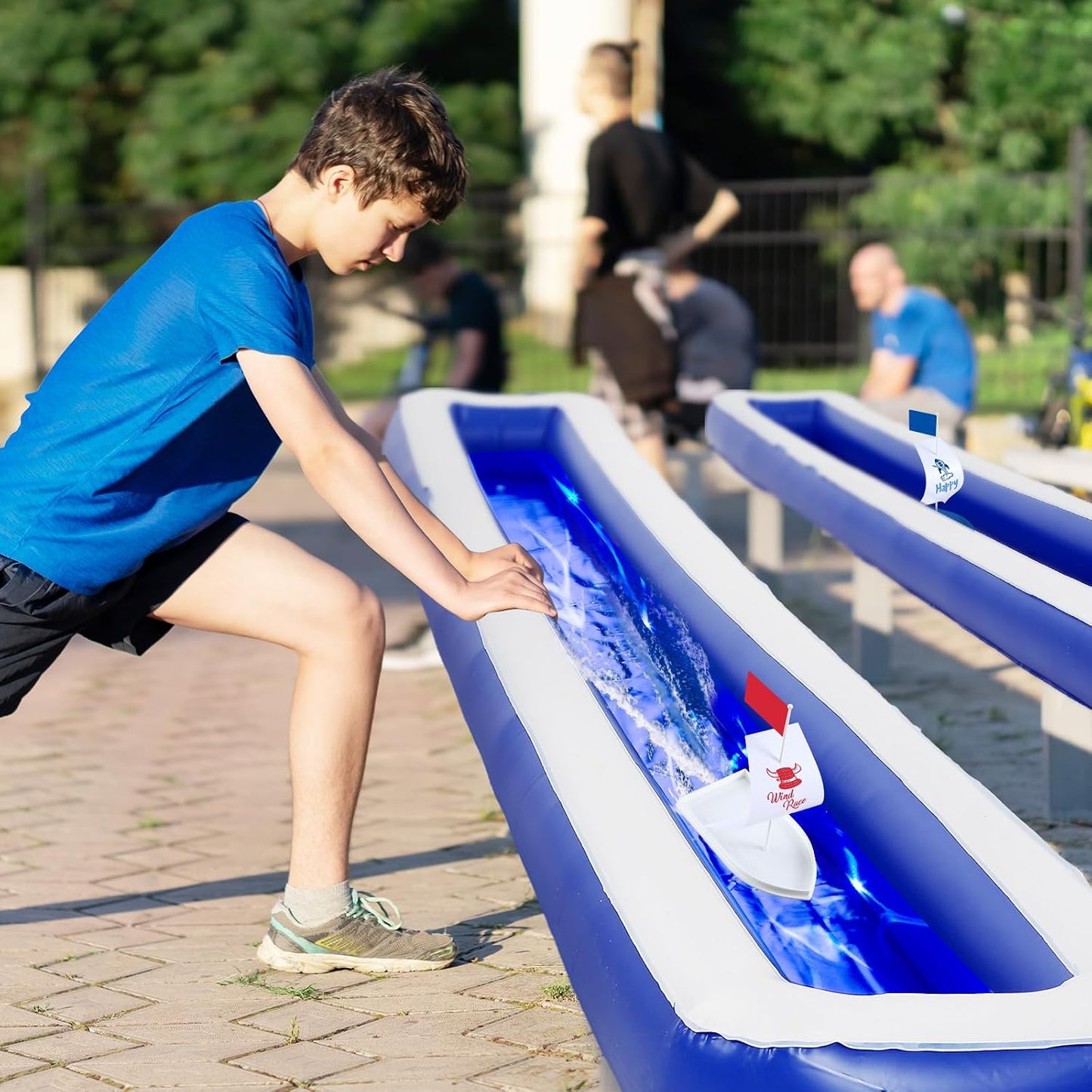 Gemscream 2 10ft Pcs Inflatable Sailing Boat Raceway, Portable Water Racing Lane Track for Kids, Indoor Outdoor Water