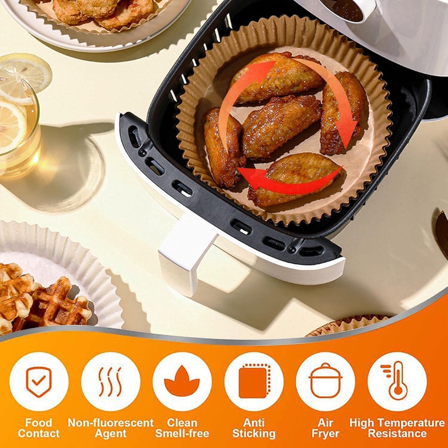 Ninja Air Fryer Liners - Disposable Non-Stick Parchment Paper | 9.5 Inch, Oil Resistant & Waterproof for 4-8QT Baskets