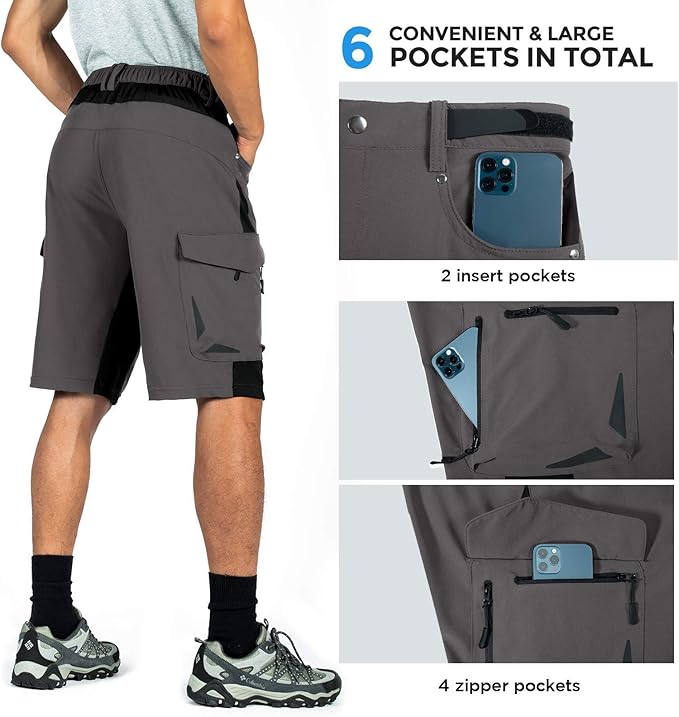 XKTTAC Men's Outdoor Quick Dry Lightweight Stretchy Shorts for Hiking, Tactical, Camping, Travel with 6 Pockets