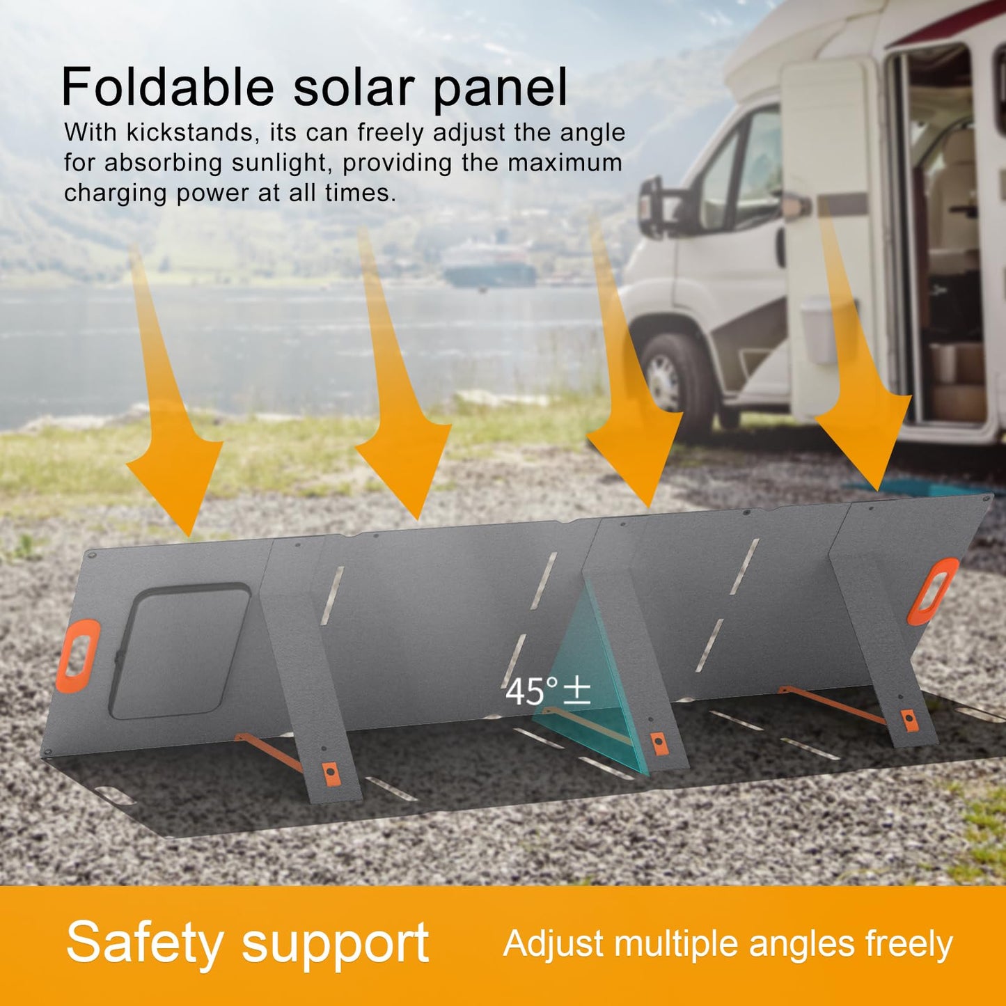 EYONGPV 200W Portable Solar Panel, 26% HPBC Cells, Foldable Solar Charger, 15ft (4.5m) Cable, 30A Anderson Output, IP65 Waterproof for RV Camping, for EcoFlow, Anker, Jackery, Bluetti Power Station
