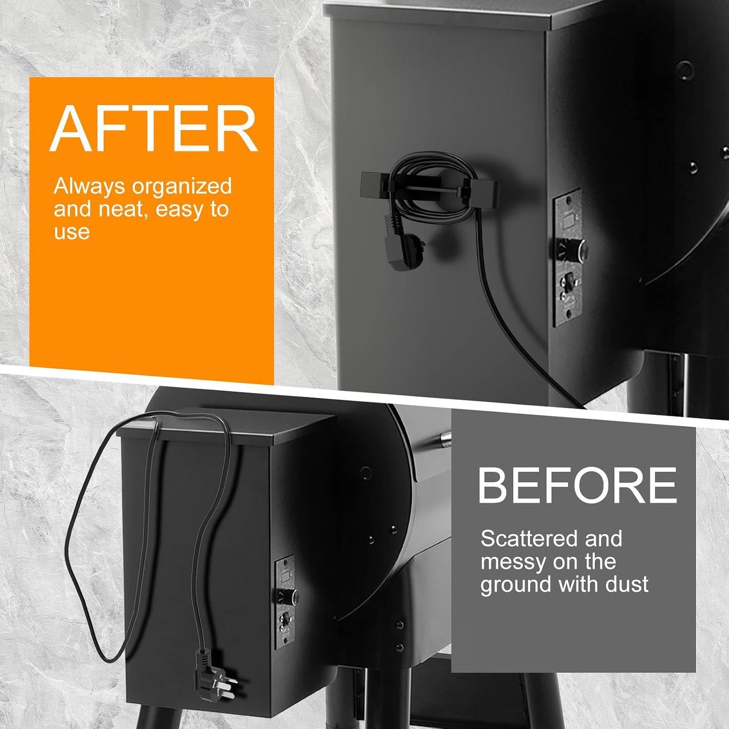 Demao 2 Pack Magnetic Power Cord Organizer - Heavy Duty Plastic Cable Holder/Strong Magnets, Keep Cords Neat