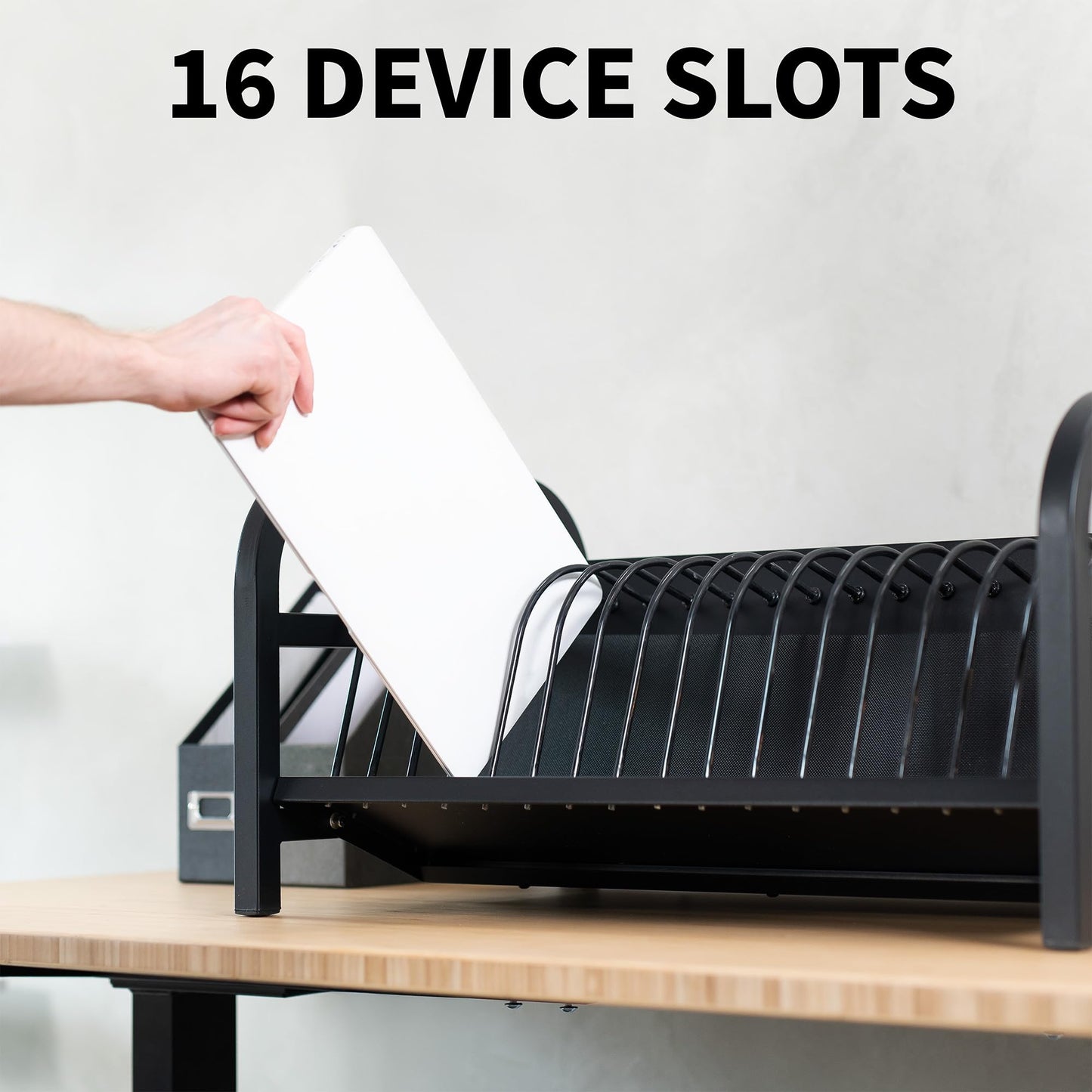 VIVO 16-Bay Laptop and Tablet Open Charging Station, Devices up to 14 inches, Black, Stand-LAPC3