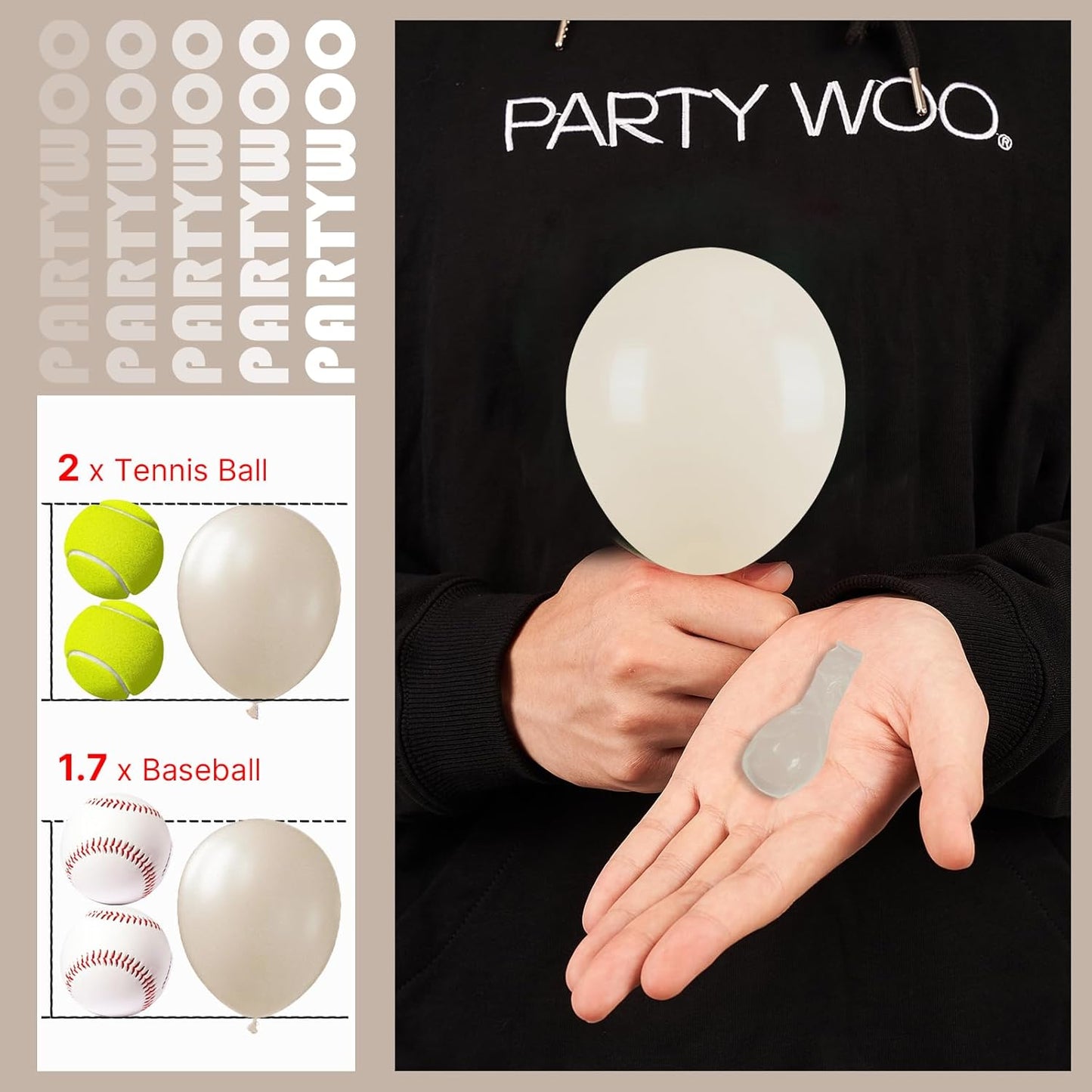 PartyWoo White Sand Balloons - 50 Pcs 5-Inch Mini Beige & Cream Latex Balloons for Weddings & Celebrations