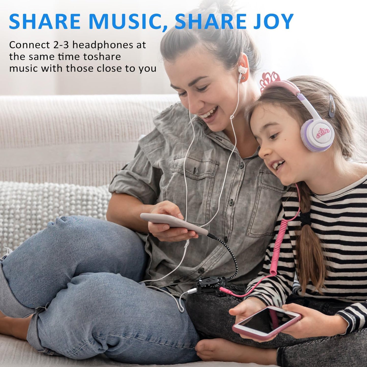 LP 3.5mm 3 iPhone(6), MP3 Headphone Splitter, Nylon-Braided Audio Stereo Splitter, Male to Female Ports for MacBook