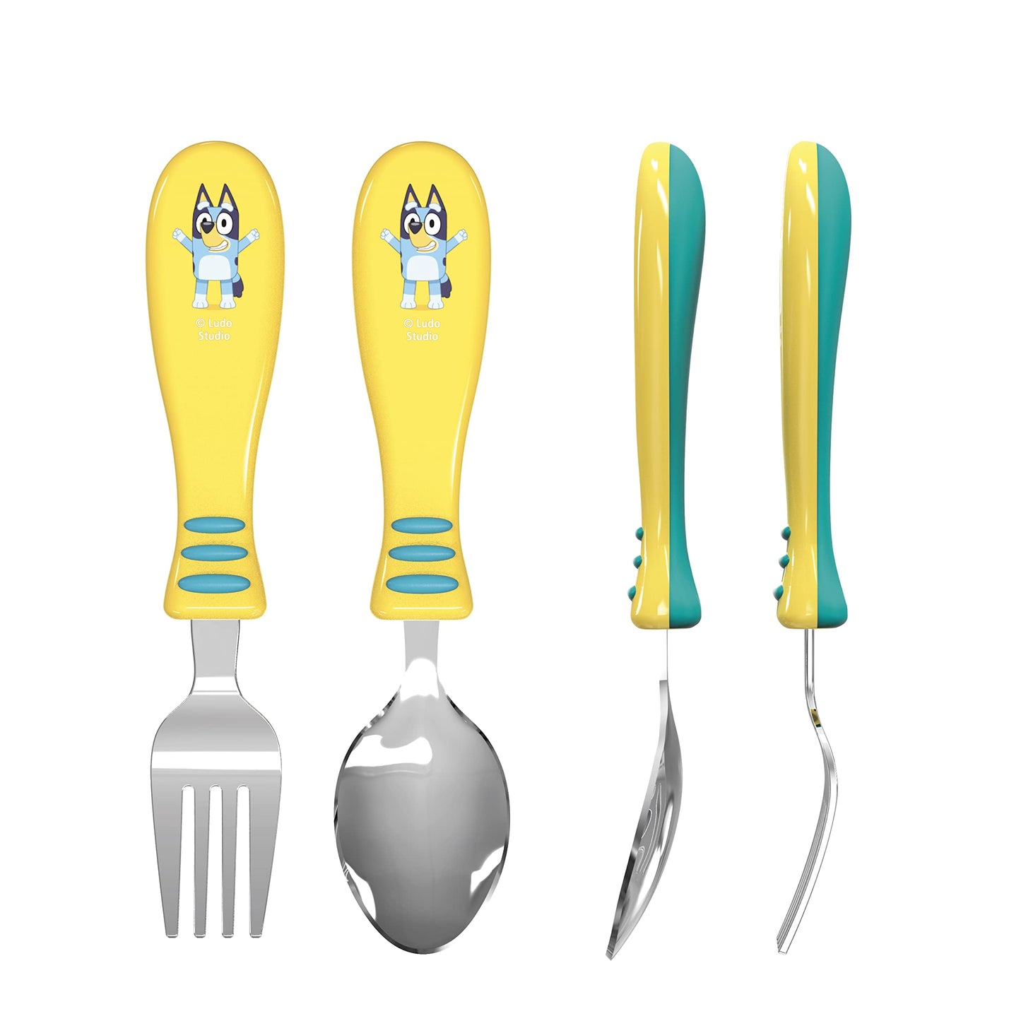 Zak Designs Bluey Kid Flatware Set with Fun Character Art on Both Utensils, Non Slip Fork and Spoon Set is Perfect for Encouraging Picky Eaters to Finish Their Plates (2 pk, BPA-Free)
