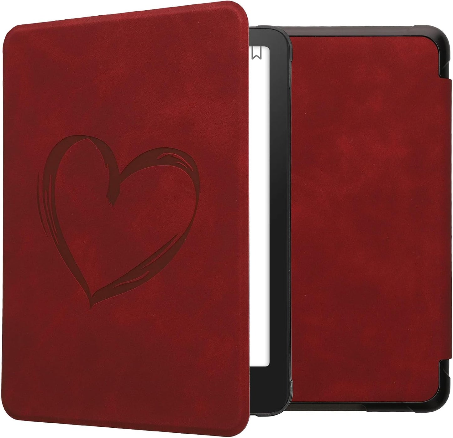 kwmobile (2024)/Colorsoft Cover Compatible with Amazon Kindle Paperwhite Cover - eReader Case - Brushed Heart Dark Red