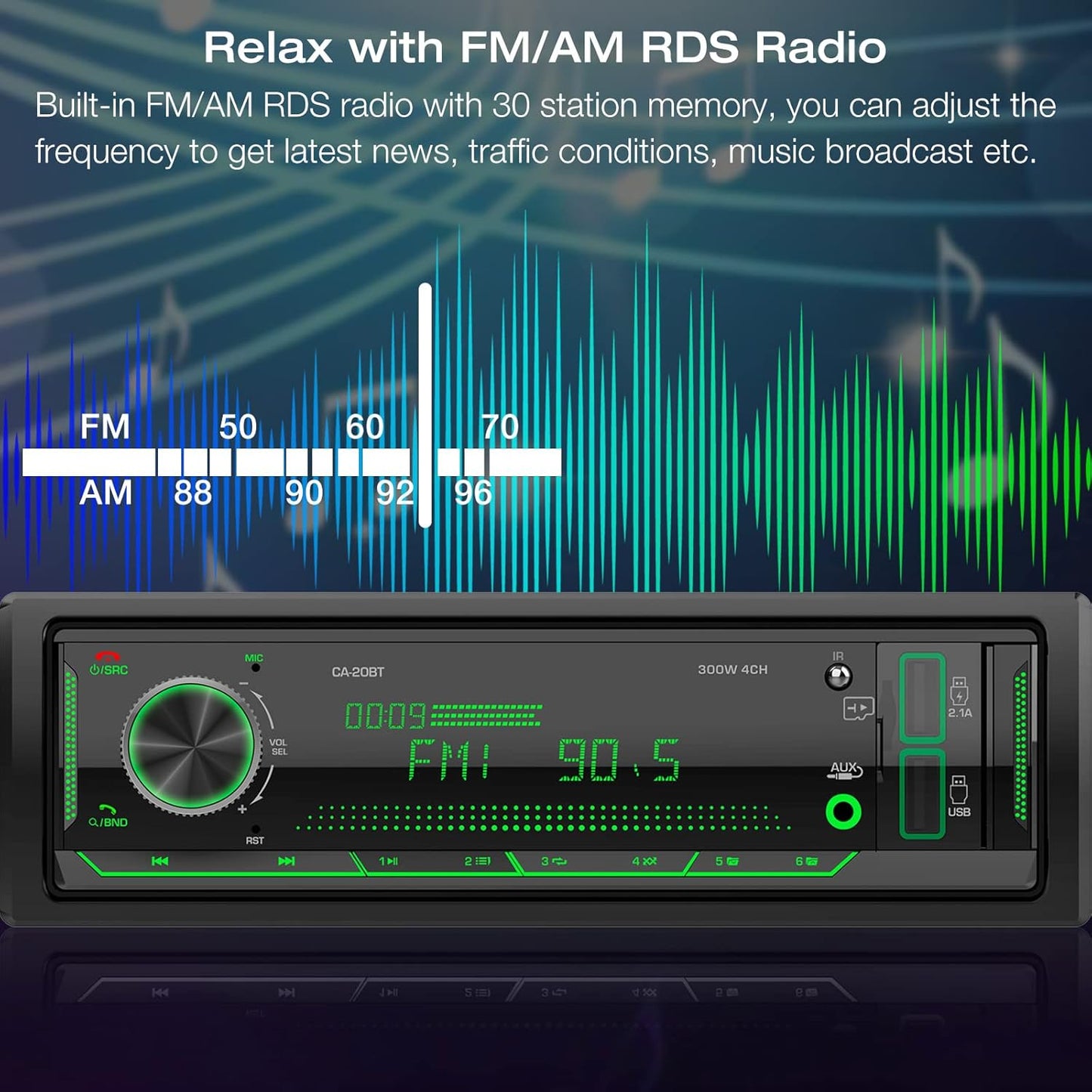 DOVOX USB/SD/AUX/MP3 2.1A Single Din Stereo Marine Radio: Bluetooth Car Audio Receivers with Digital LCD Display | FM