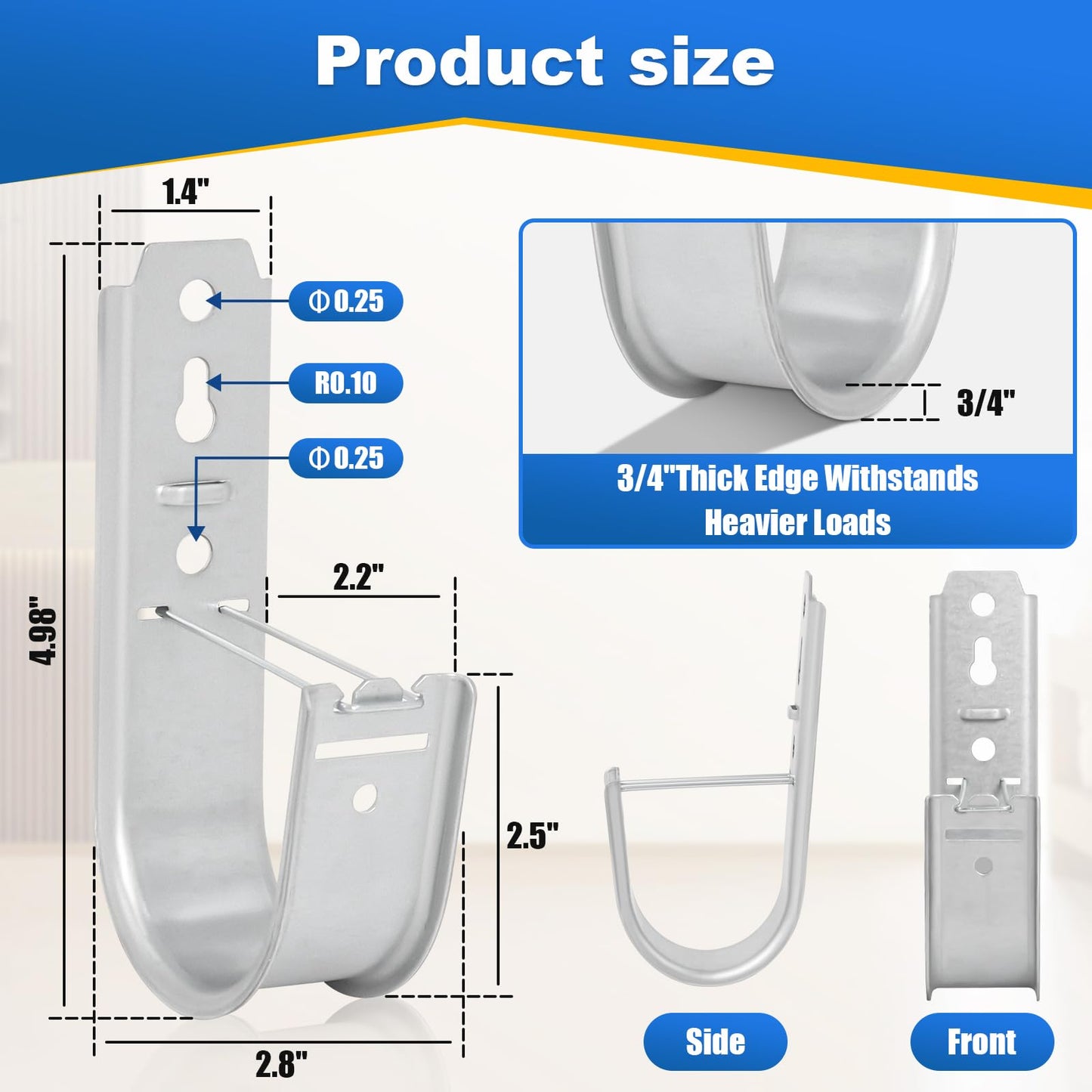Podoy 2 Inch J Hooks for Cabling 100 Pack Cable Support Management Hook with Retainer Clips, Rust-Resistant Wall/Ceiling-Mount J Hooks for Hanging Data Center, Conduit & Network (Indoor/Outdoor)