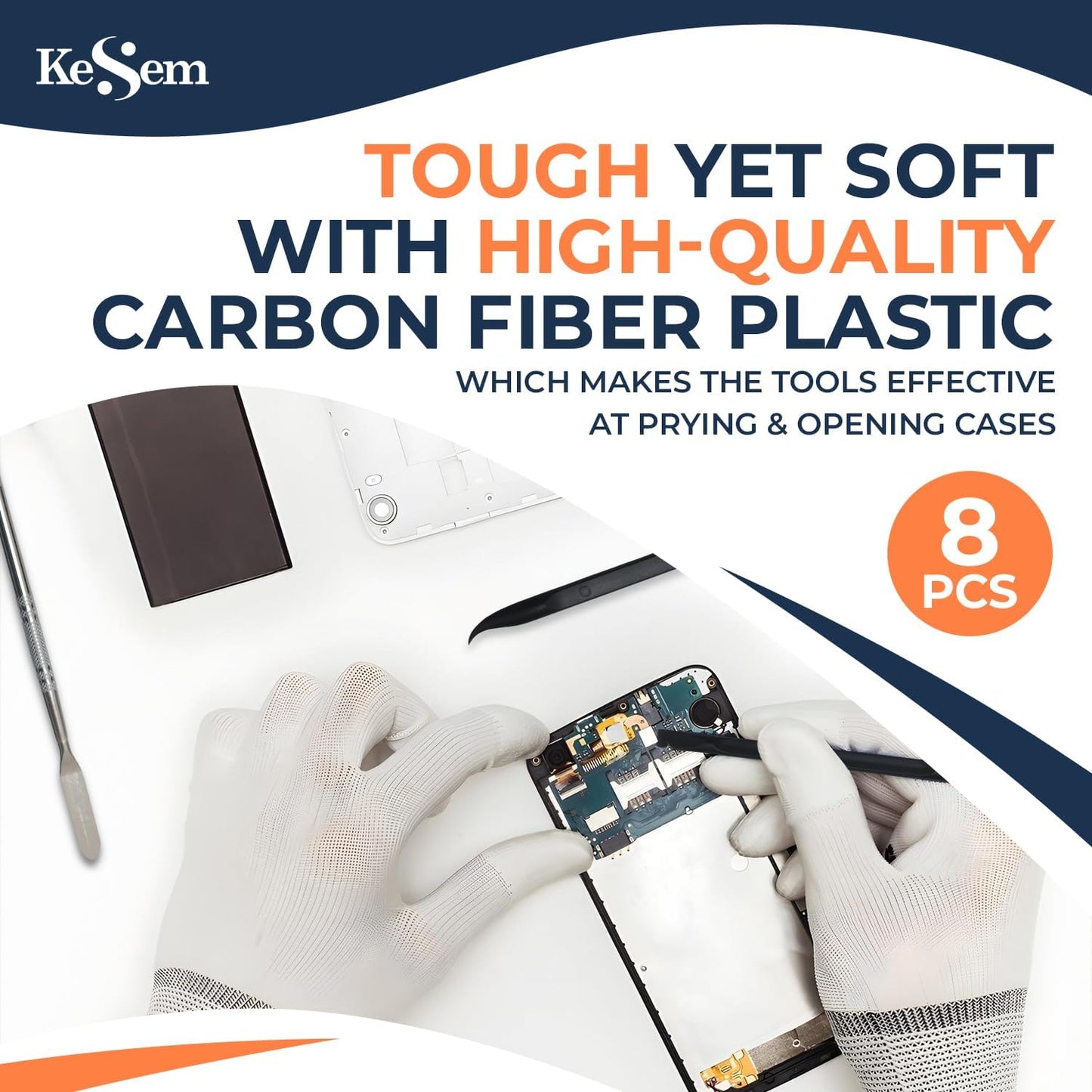 KESEM 8pcs Spudger Pry Opening Tool Kit, Plastic & Metal Spudger Prying & Open Tools for iPhone, Laptop, iPad, Cell