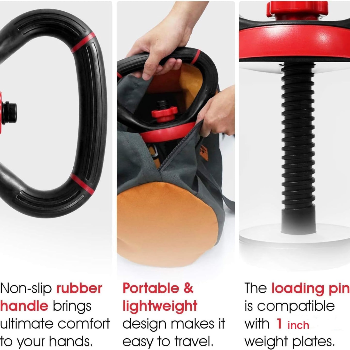 Yes4All Comfortable Grip Adjustable Kettlebell Handle Converter for 1 inch Weight Plates