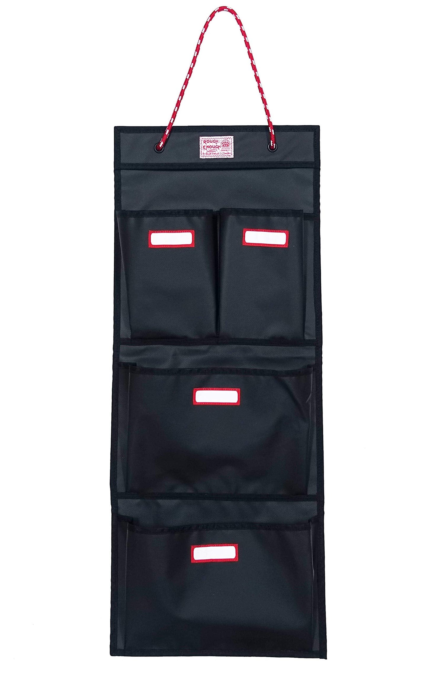 Rough Enough Locker Organizer Hanging Accessories Storage Organization with 4 Pockets for Work Door Gym Wall Black Tarpaulin