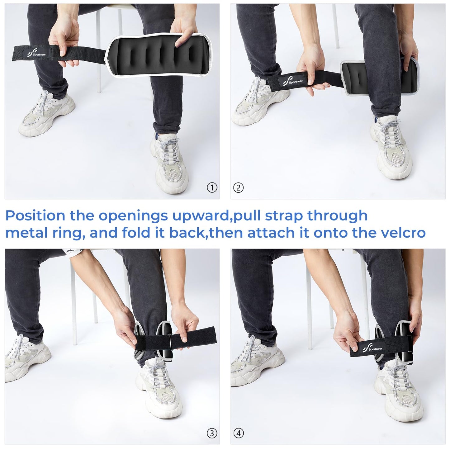 Sportneer Ankle & Wrist Weights with Reflective Straps for Women, Men & Kids – 1/2/3/4/5/10 lb Weighted Weights for Strength Training, Walking, Running, Pilates, Physical Therapy, Leg & Arm Workouts