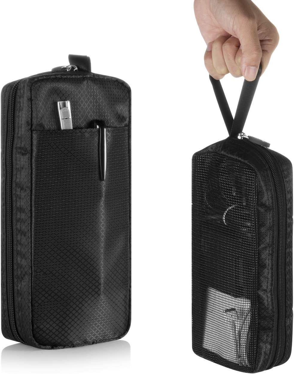 CM Travel Cable Organizer Case Portable Computer Accessories Zipper Mesh Pouch for Holding Laptop Mouse, Power Bank