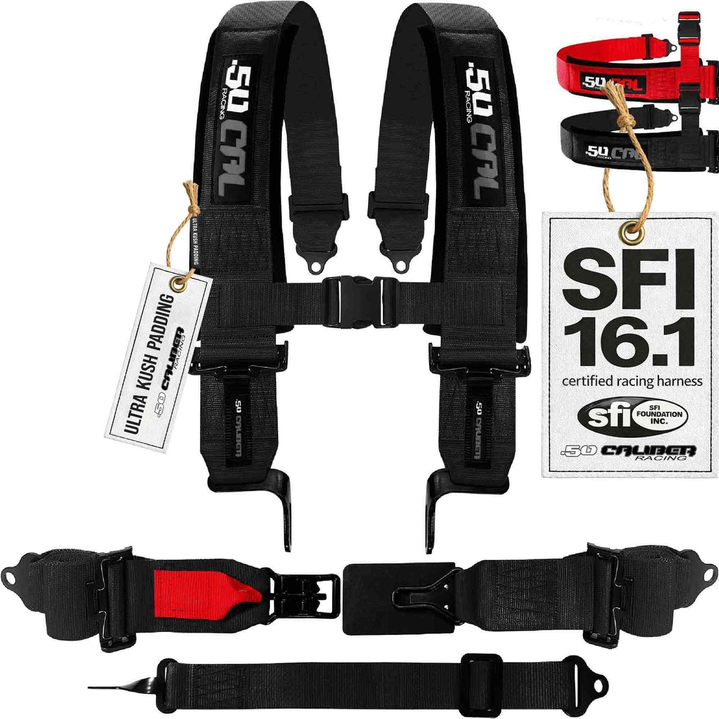 1pc 2" Black SFI Certified 5 Point Harness for Bucket Seat w/quick release Race Latch, Racing Harness 5 point Race Car UTV RZR 5pt [6071]