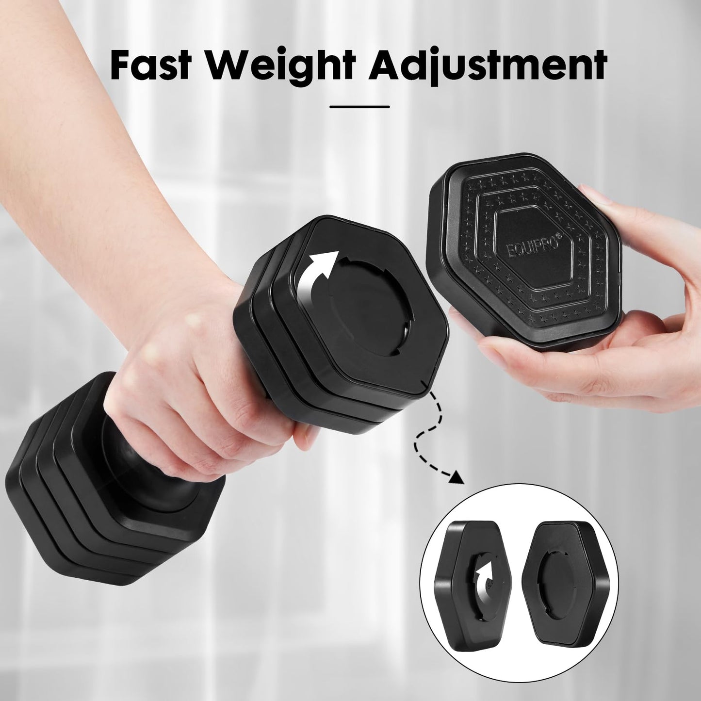 EQUIPRO Adjustable Dumbbell Set, 4 in 1 Weights for Women at Home, Hand Weights Dumbbells for Women, Each 2lb 3lb 4lb 5lb Fast Adjust Weight with Soft TPU Handle for Home Gym Exercise Training