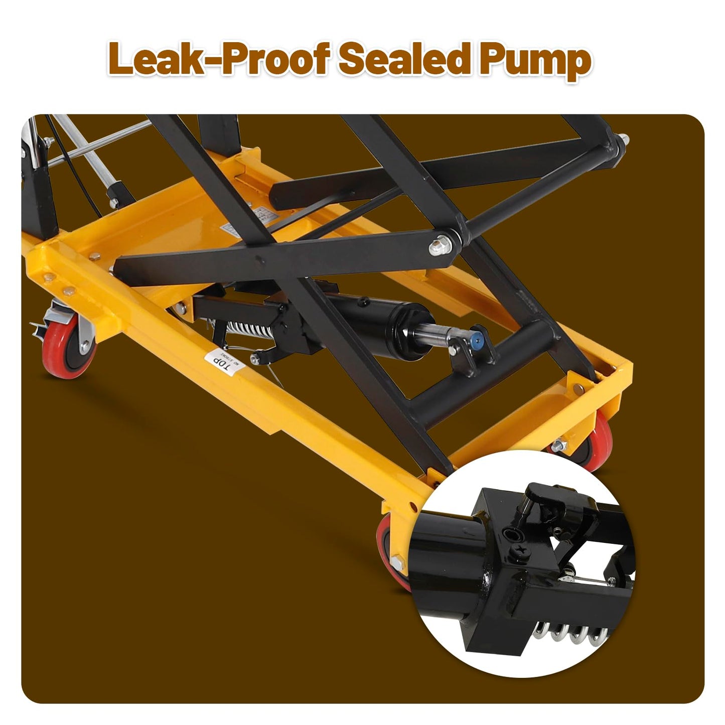 KAFLLA Double Scissor Hydraulic Lift Table Cart with Foldable Handle, 330 lbs Capacity, 11"–50" Lifting Range Manual Hydraulic Lift Cart with Anti-Slip Platform & 4 Wheels for Material Handling