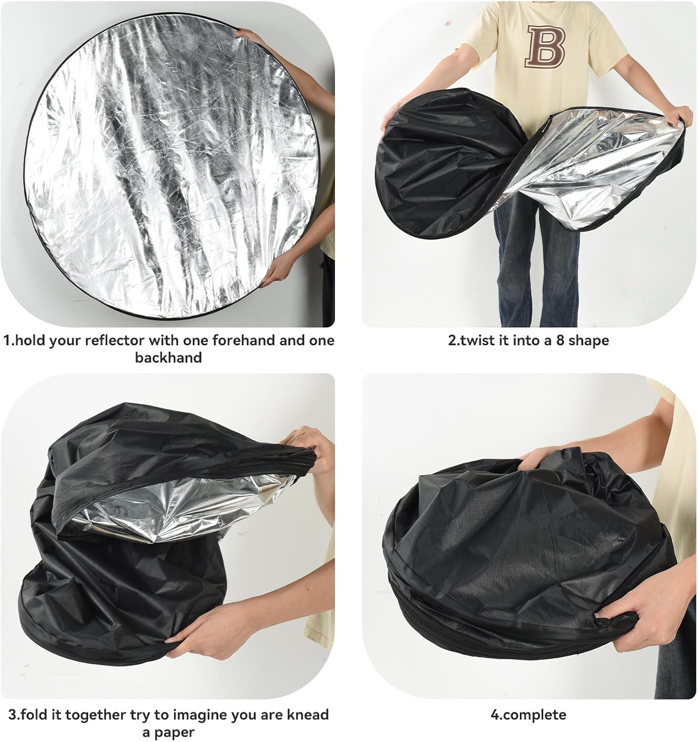 UTEBIT 43"/110cm 5 1 Photography Reflector with Stand & Clamp, Collapsible Light Reflector with Bag in Multi Disc