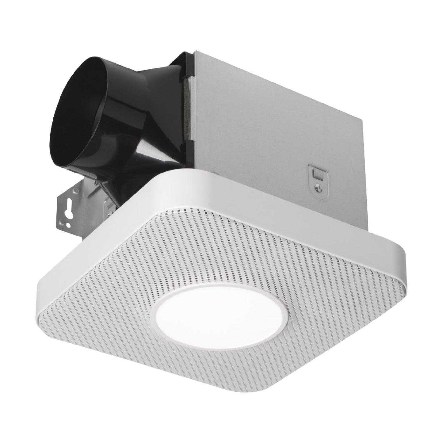 Homewerks 7130-40-BT DC Bathroom Fan with Light and Bluetooth Speaker 90-CFM 1.2 Sones White Easy Install, 4000 Kelvin Cool White Light