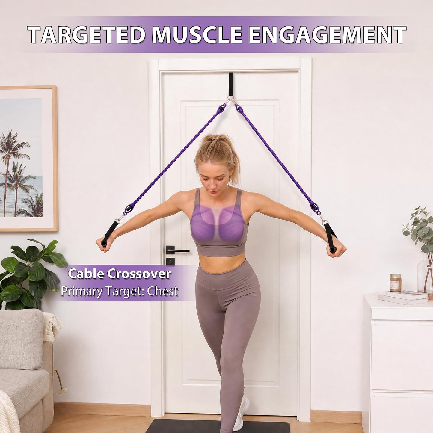 shaXsha Pedal Resistance Band with Handles, Adjustable Resistance Bands Set (25-100 lbs) with Door Anchor & D-Handles, Fabric Covered Exercise Bands for Ab Workout, Legs, and Arm Strength Training