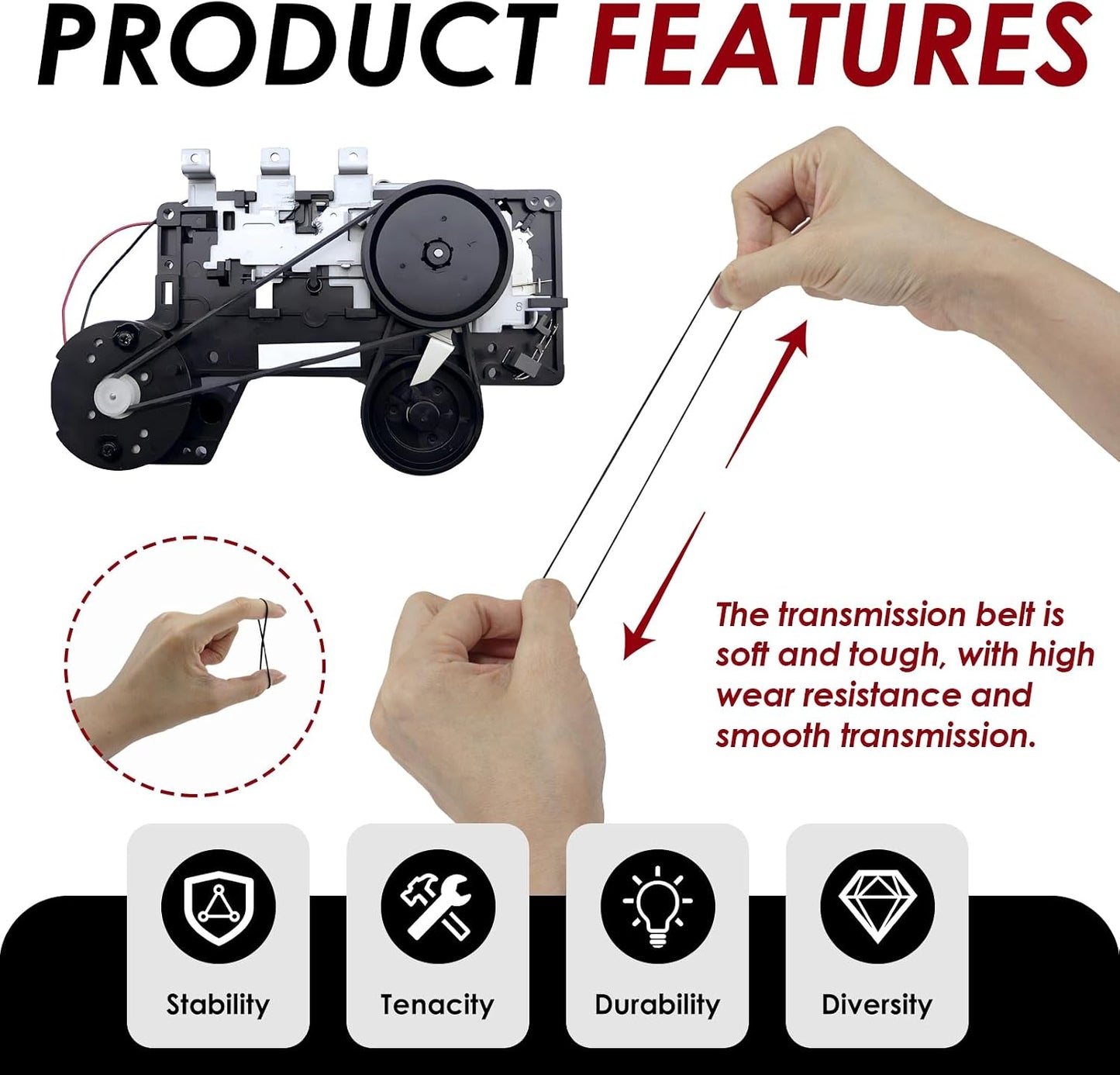 TNJPSEK 80 Cassette 0.7mm 1mm) Pcs Player Belts Replacement Kit, Mixed Flat Rubber Belts for Recorder Repair