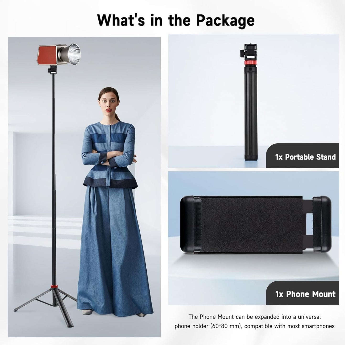 YSKE MT-79 81", 7-Section 0.8lbs, Light Stand Tripod Foldable - Camera Phone Mount for DSLR, GoPro, iPhone, LED Video