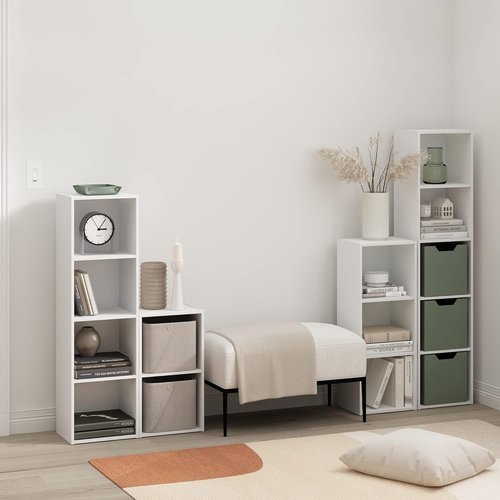 Furinno PASIR 4-Tier Modern Bookshelf - Open Shelves Bookcase for Living Room & Home Office | White, Easy Assembly