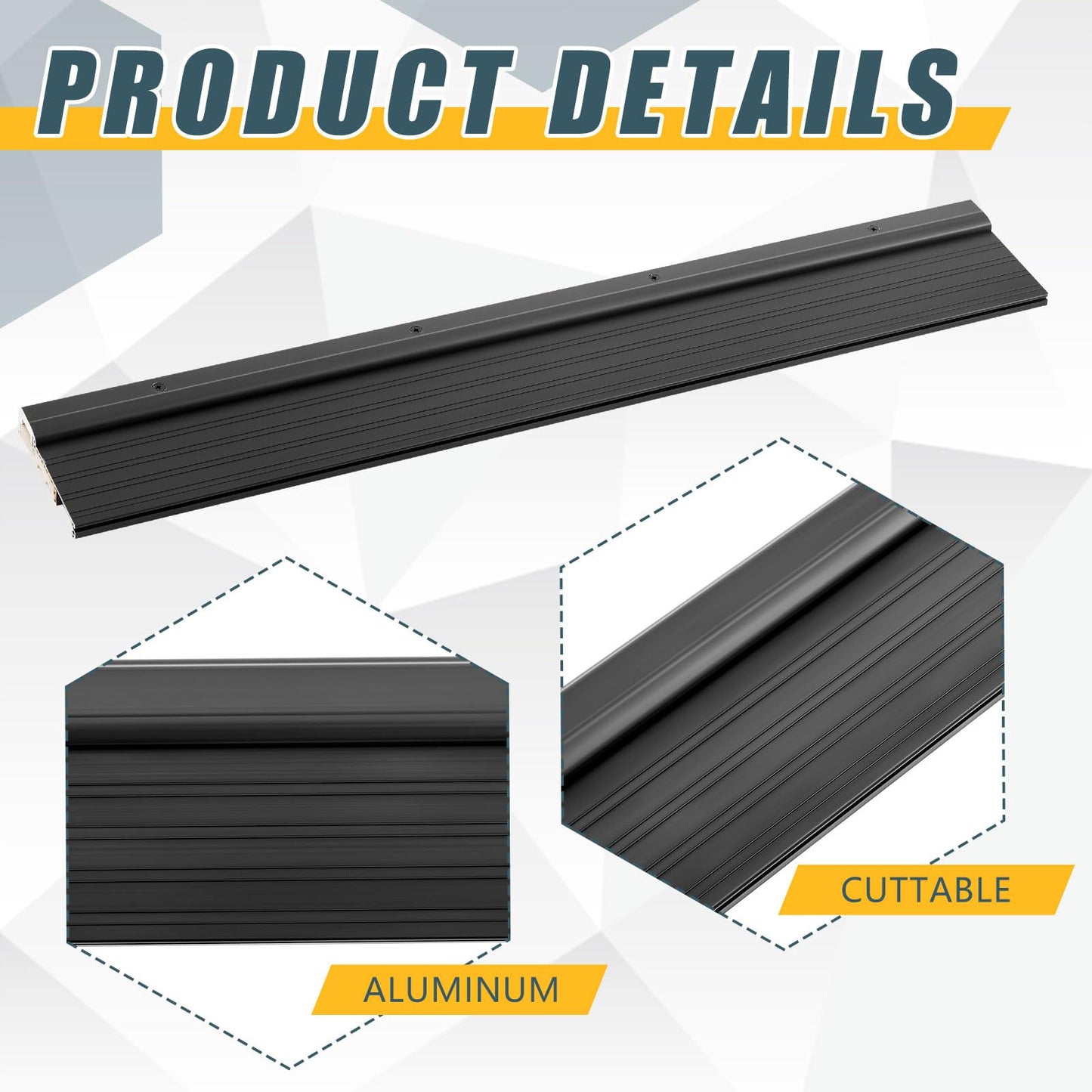 Blulu 36" Aluminum Exterior Door Threshold 5 5/8" Swing Threshold Black Heavy Duty Aluminum Door Sill Pan for Weatherproof & Easy Install for Residential/Commercial Use (1 Pcs)