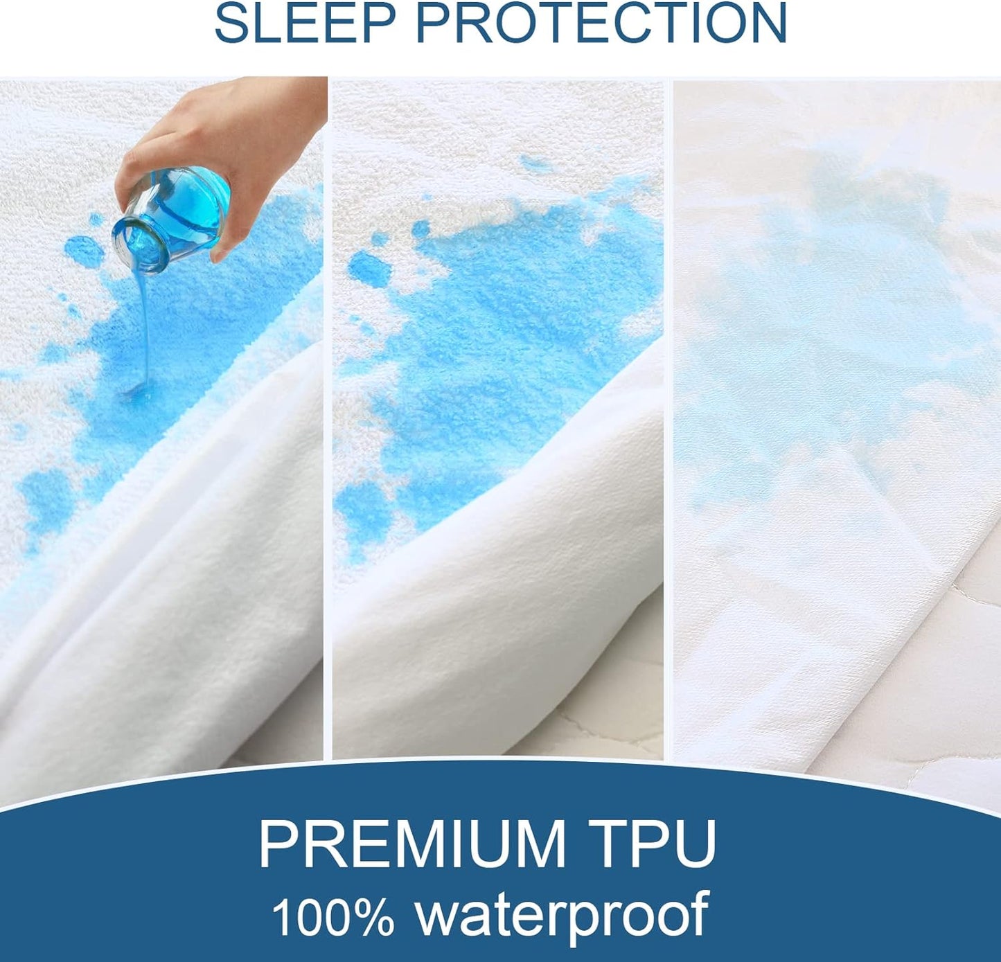 Regine Waterproof Queen Mattress Protector - Absorbent Fitted Cover with 18'' Deep Pocket
