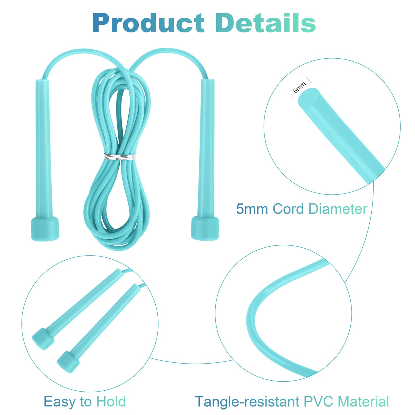 Aodaer 50 Pack PVC Skipping Rope Adjustable Jump Rope for Kids Multicolor Jump Rope Bulk with Plastic Handles Lightweight for Outdoor Fitness Exercise and Weight Loss, Training and Racing