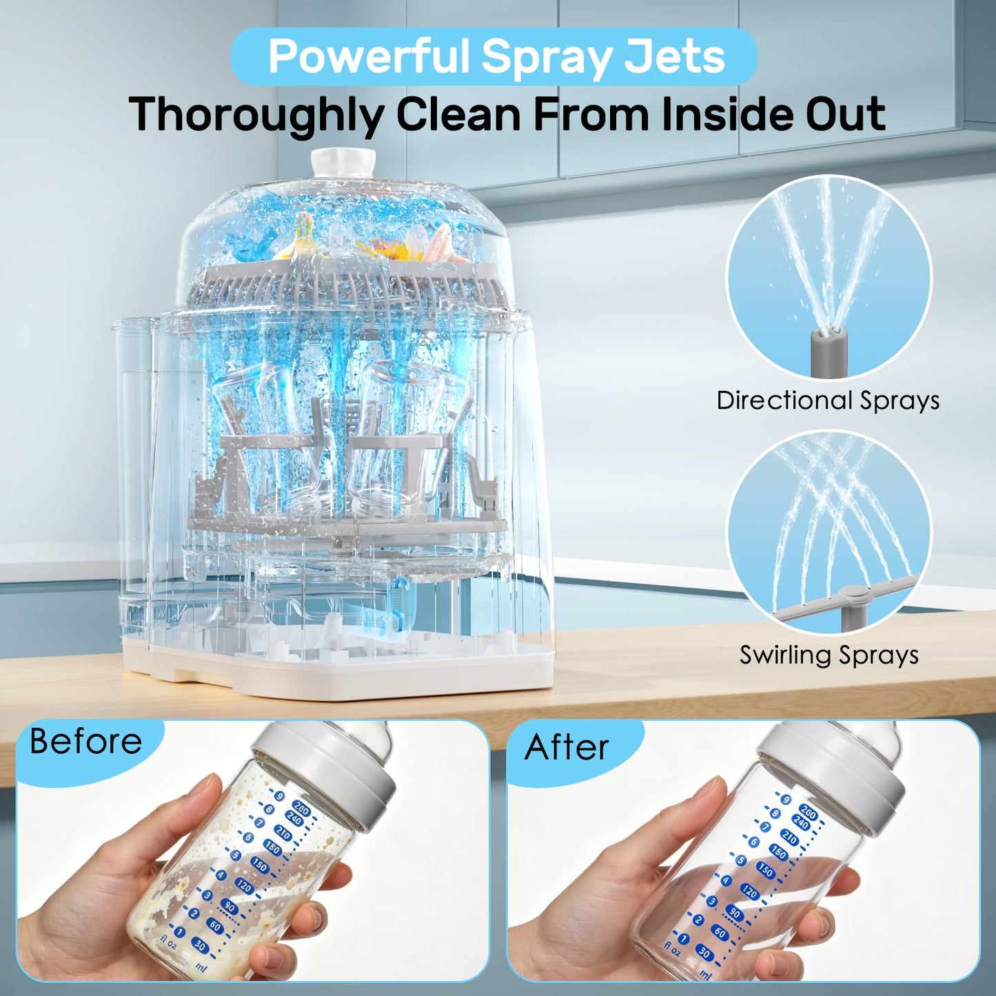 Bottle Washer Pro, All-in-One Baby Bottle Washer and Sterilizer & Dryer with 60 Detergent Tablets, Cleaning Machine for Bottles, Pump Parts & Baby Essentials, Deep Cleaning, Replaces Hand Washing