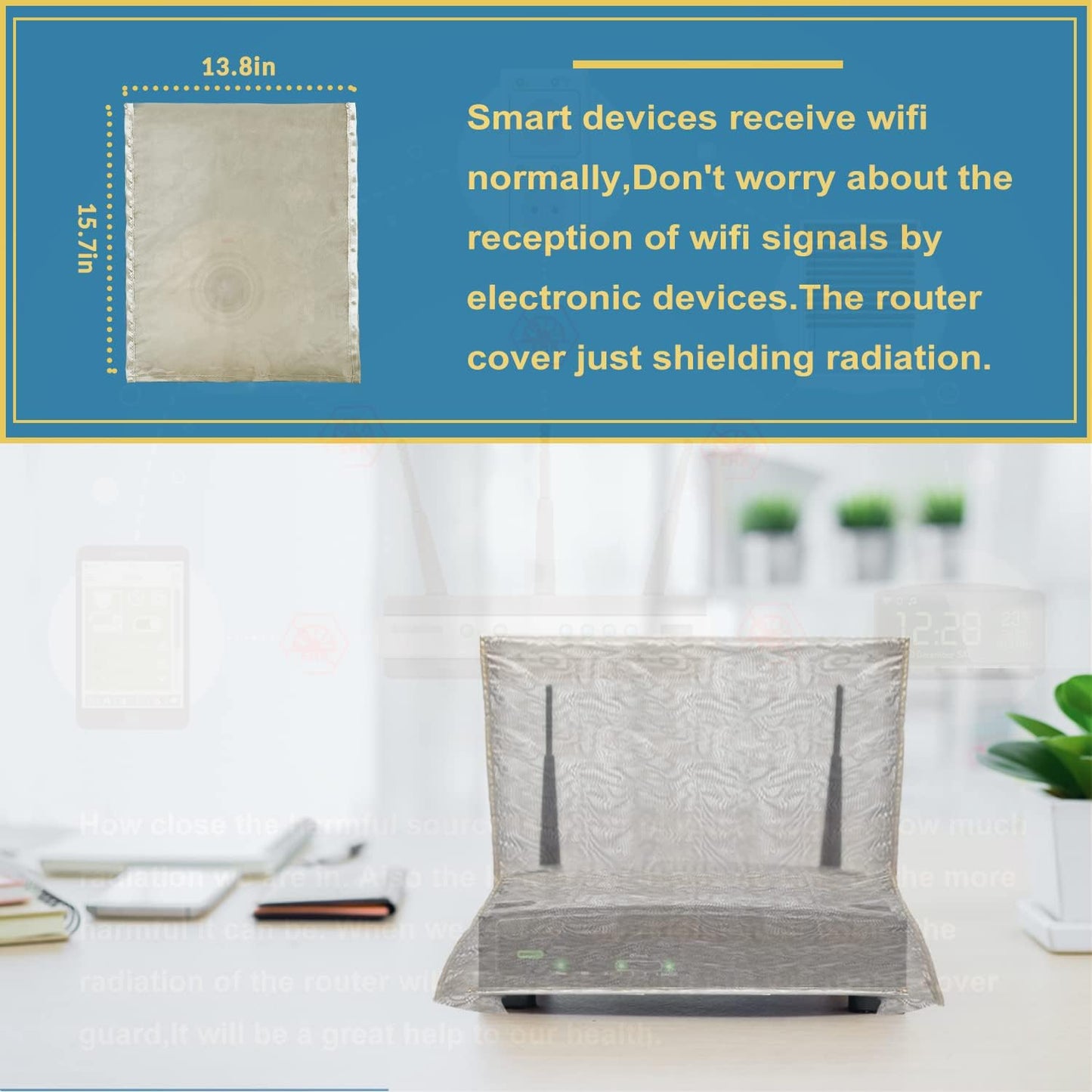 QRFDTSOQY 13.8IN 15.7IN WiFi Router Cover, Two Sides Opening WiFi Guard EM-F Versatile Shielding Protection Router