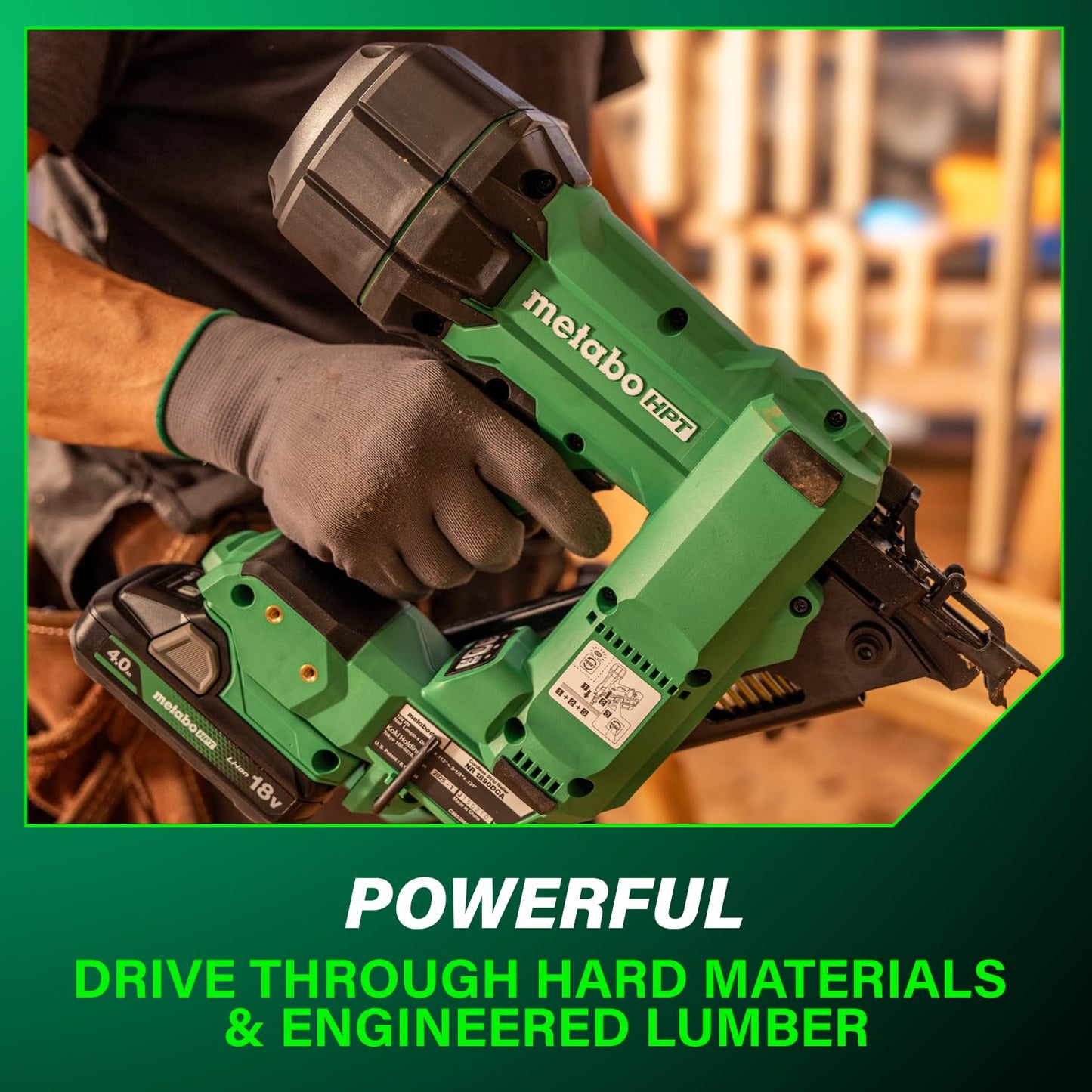 Metabo HPT 18V MultiVolt Cordless 30° Paper Tape Framing Nailer Kit, 3-1/2" Framing Nailer, Power Tool with 4.0Ah Lithium Ion Battery, Drives 2" to 3-1/2" Nails, Powerful Brushless Motor, NR1890DCA