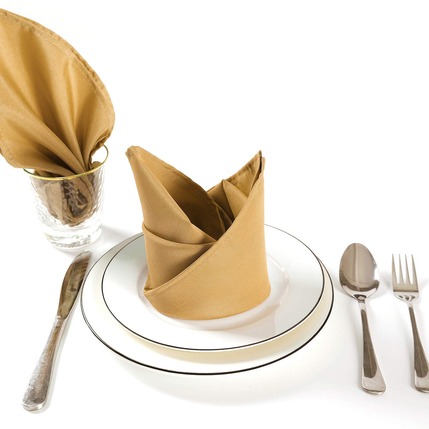 Cloth Napkins 20x20 inch Washable Polyester Dinner Napkins Soft Table Napkins for Wedding Party Dining Banquet(Gold,100PCS)